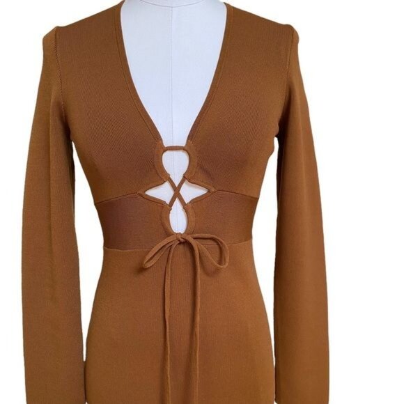 Free People Significant Other Monica Knit Dress in Chocolate Size 6 NWT - Picture 8 of 13